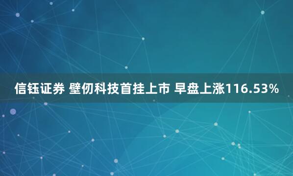 信钰证券 壁仞科技首挂上市 早盘上涨116.53%